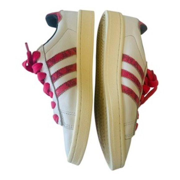 Adidas Campus Women's White pink red Leather shoes sneakers size US 5 Medium fit - Picture 10 of 14
